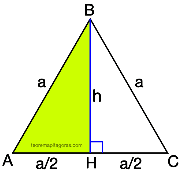 altura de un triángulo equilatero